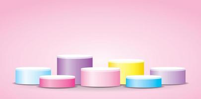 cute colorful pastel circle display podium 3d illustration vector for putting your object