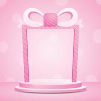 cute gift box arch with podium display in sweet pink pastel color theme 3d illustration vector for putting object