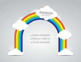 Rainbow with cloud archway graphic vector for designing event entrance, product display or other artwork.