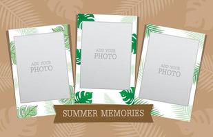 Instant camera film vector with tropical summer style graphic pattern for adding your photo
