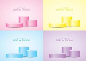 pastel circle podium display set 3d illustration vector on sweet pastel background