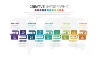 Infographic design template with 9 options. vector