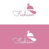 fashion logo design with millinery in pink color, vector illustration