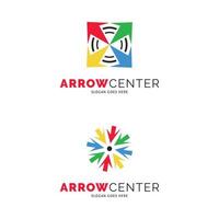 Set of Arrow Center Icon Vector Logo Template Illustration Design