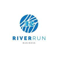 Initial letter R river run icon logo design inspiration vector