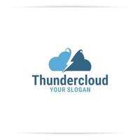 vector de diseño de logotipo de tormenta de nube, trueno, cielo, lluvia.