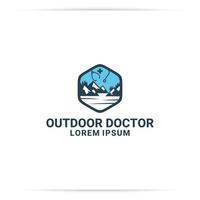 mountain stethoscope logo design vector, doctor mountain, outdoor. vector