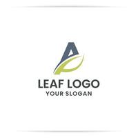 letter A with leaf logo design vector