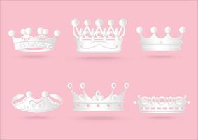 Crown royal queen white Paper cut on background pink pastel vector. vector