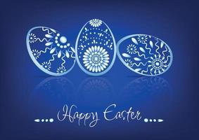 Vector illustration of line and flower easter eggs porcelain.