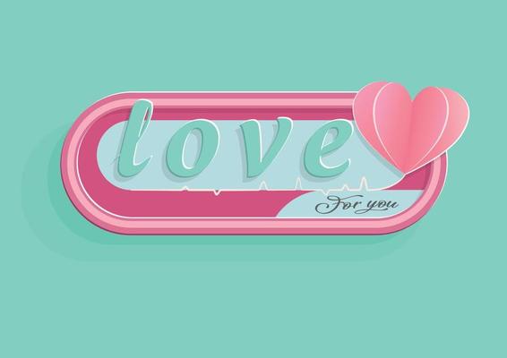 Banner paper cut frame with heart vector.