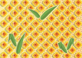 Pineapple pattern paper cut on light yellow background vector design.