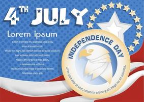 4th July paper cut banner and background vector. vector