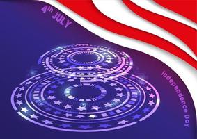 4th July hi-tech background and banner paper cut vector. vector