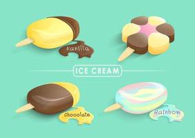 Set of vector ice cream stick Isolated illustration.