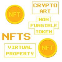 Cool trendy nfts set with text stickers for print. vector