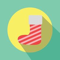 Cute red christmas sock simple icon vector