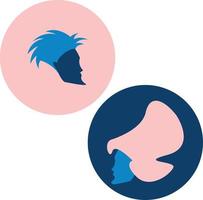 Male and female face simple icon flat vector