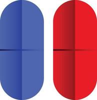 icono simple de píldora o cápsula azul y roja vector