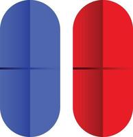 Blue and red pill or capsule simple icon vector