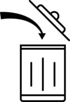 Trash can , garbage can, or dustbin simple icon thin line flat vector illustration