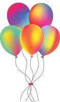 Colorful iridescent balloon group cute icon, bunch of floating balloon design element vector