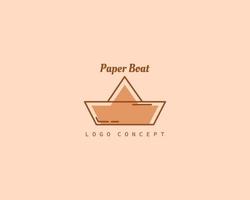 Paper boat logo concept cartoon icon flat vector