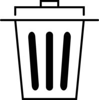 Trash can , garbage can, or dustbin simple icon thin line flat vector illustration