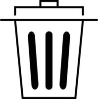 Trash can , garbage can, or dustbin simple icon thin line flat vector illustration