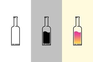 bottle icon for logo concept set with thin line, silhouette, and gradient style vector