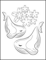 página para colorear de delfines, fácil página para colorear de delfines para niños vector