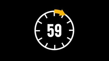 Countdown einer Minute Animation von 60 auf 0 Sekunden. video