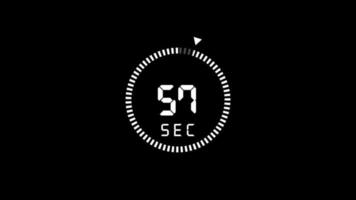 countdown one minute animation from 60 to 0 seconds. video