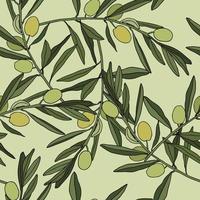 Olive Branch Hand Drawn Seamless Pattern Background vector