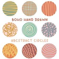 boho hand drawn abstract lines and strokes circles vector