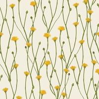 seamless tiny yellow wild flowers pattern  background , greeting card or fabric vector