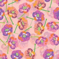 seamless colourful pattern background with doodle tiny flowers , greeting card or fabric vector