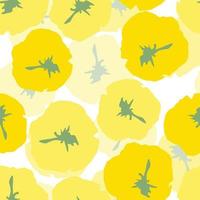 seamless doodle plants pattern background with yellow flowers , greeting card or fabric vector