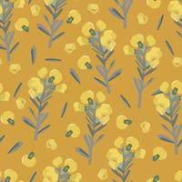 fondo de flores amarillas diminutas mezcladas sin costuras, tarjeta de felicitación o tela vector