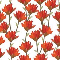 seamless red wild flowers pattern on white  background , greeting card or fabric vector