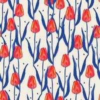 Fondo de patrón de flores de tulipán mezclado sin costuras, tarjeta de felicitación o tela