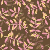 seamless plants pattern background doodle multicolour leaves , greeting card or fabric vector