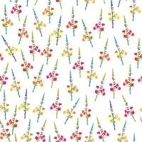 seamless colourful pattern background with hand drawn tiny flower bush , greeting card or fabric vector