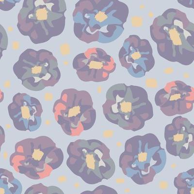 seamless pastel pattern background with doodle abstract flowers , greeting card or fabric