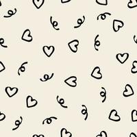 seamless monochrome heart and line pattern background , greeting card or fabric vector