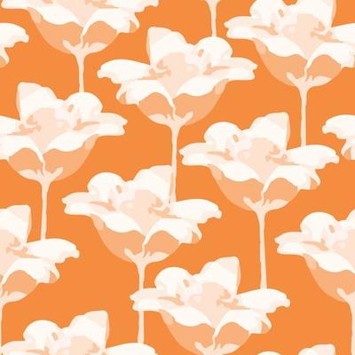 seamless pastel orange flowers pattern background , greeting card or fabric