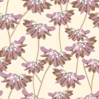 seamless plants pattern background with hand drawn blooming flowers , greeting card or fabric vector