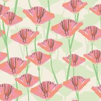 seamless pastel poppy flowers pattern background , greeting card or fabric vector