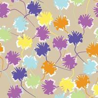 seamless plants pattern background with mixed colourful flowers , greeting card or fabric vector