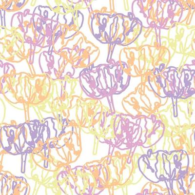 seamless plants pattern background with abstract pastel flowers , greeting card or fabric